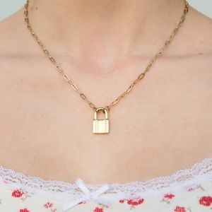 brandy melville gold lock necklace